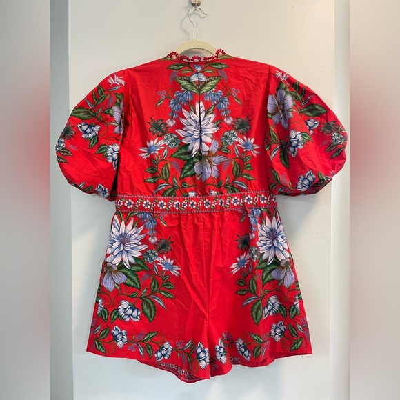 NWT FARM Rio Red Sweet Bloom Bouquet Organic Cotton Romper Size Med 100% Cotton - Picture 5 of 9